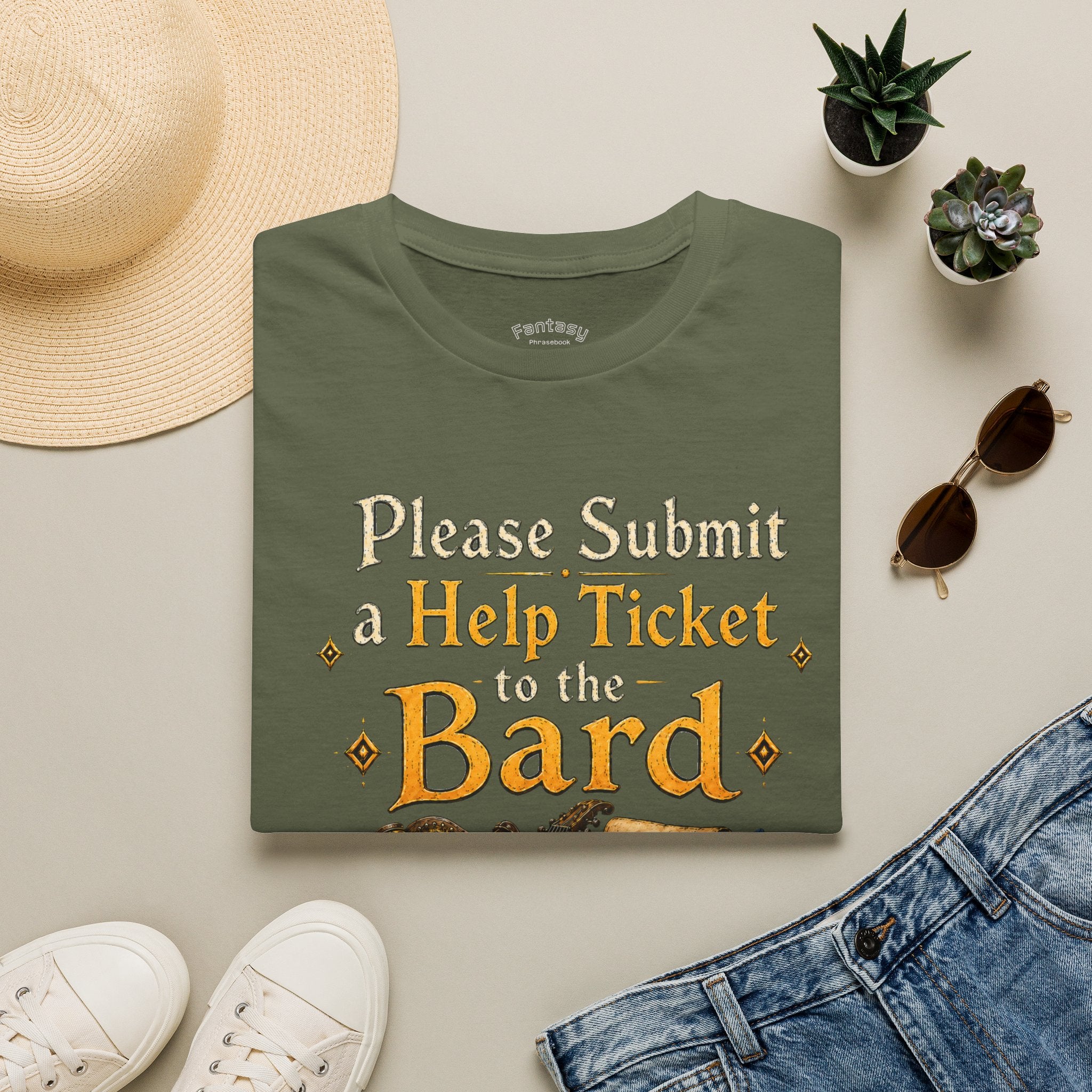 Please Submit a Help Ticket to the Bard T-Shirt — Funny RPG Bard Player Tee