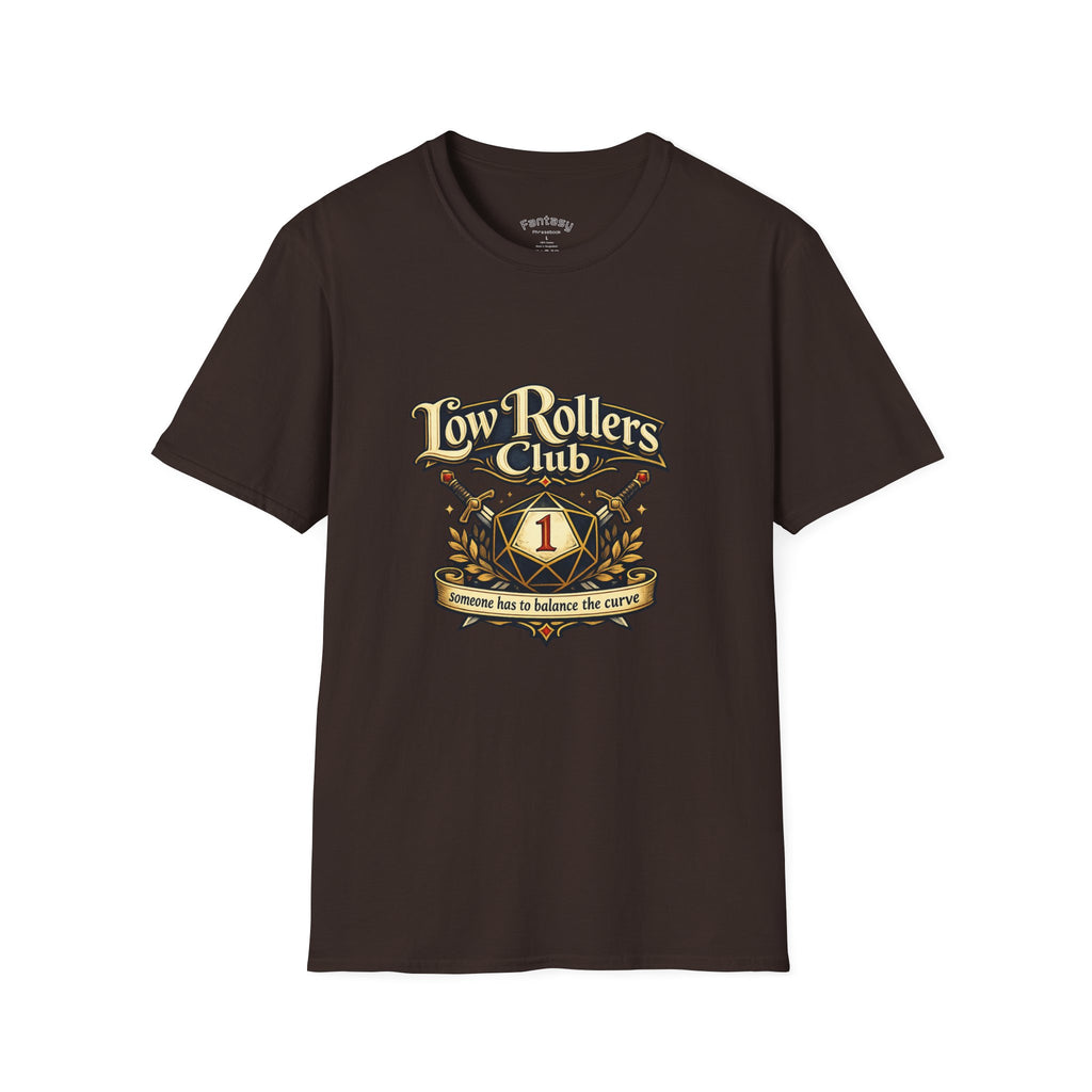 Low Rollers Club "Someone Has to Balance the Curve" Funny TTRPG Shirt