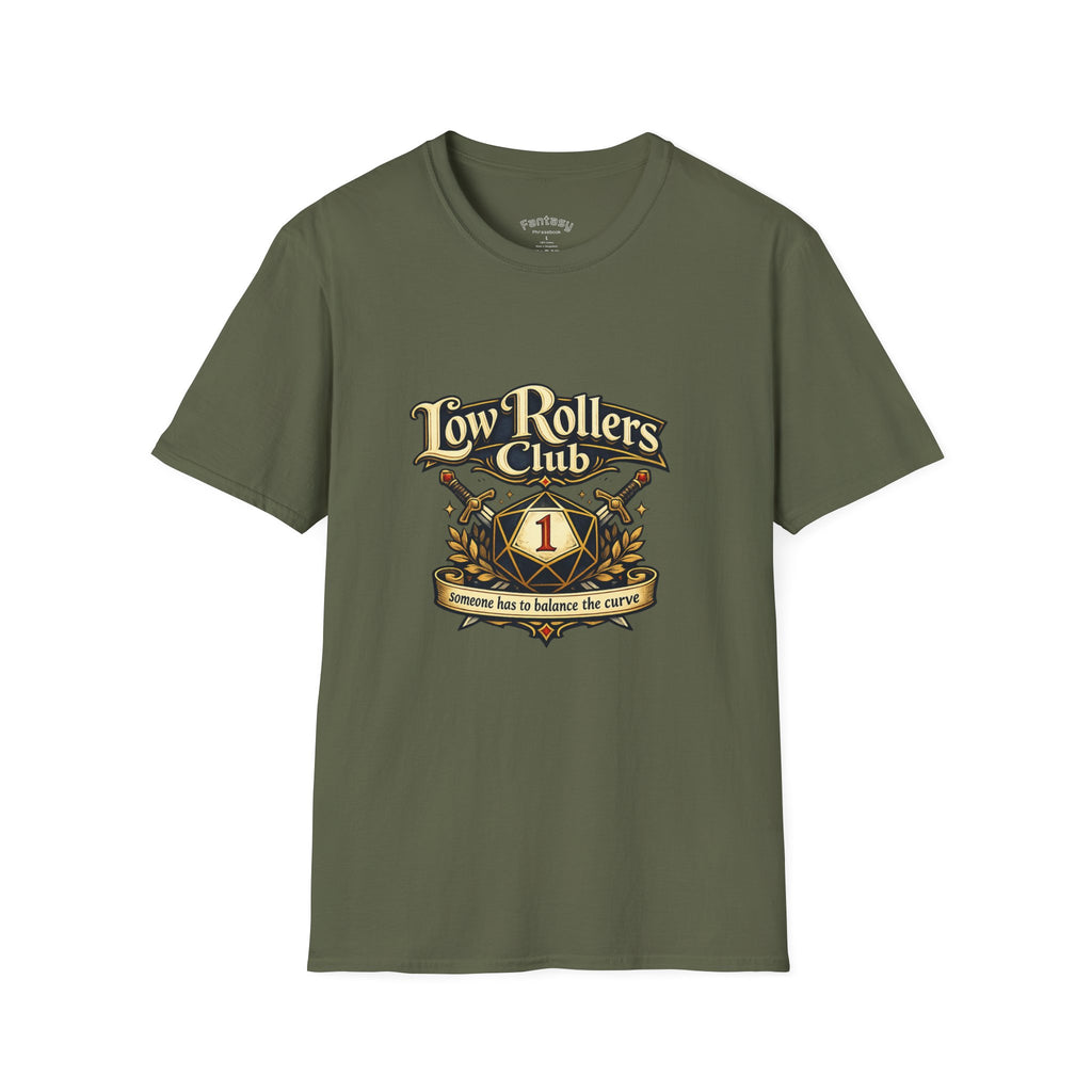 Low Rollers Club "Someone Has to Balance the Curve" Funny TTRPG Shirt
