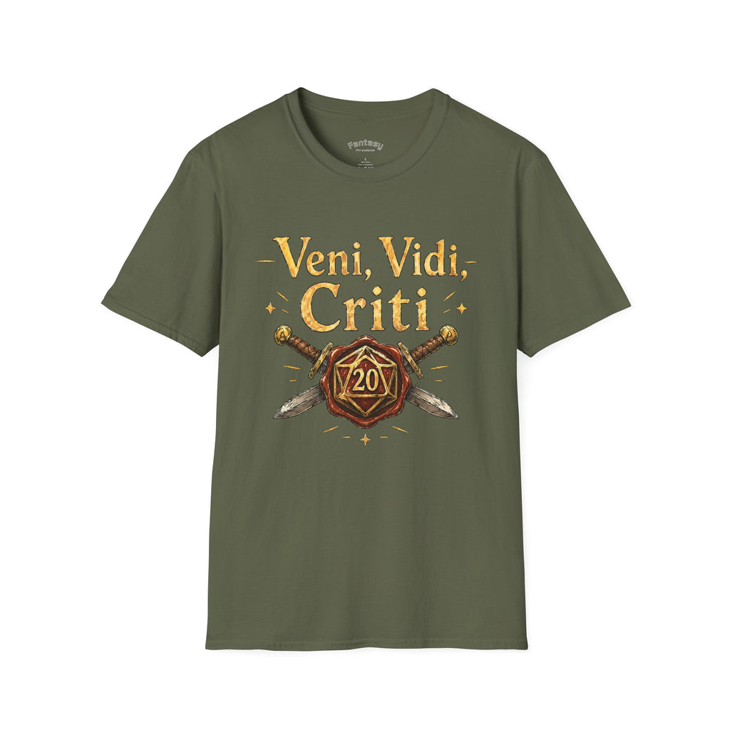 I Came I Saw I Crit-ed T-Shirt | Tabletop RPG Dice Gaming Tee