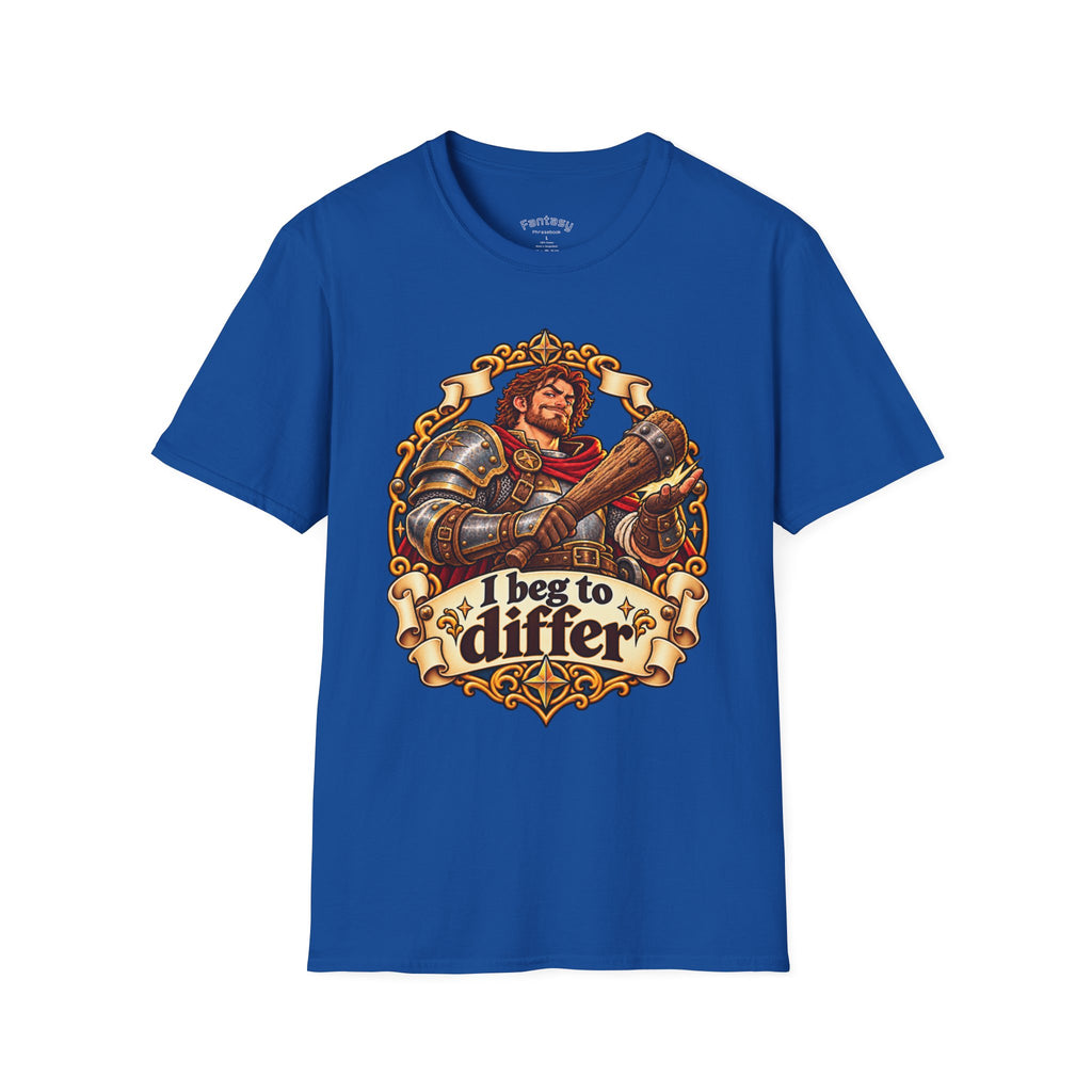 I Beg to Differ Knight T-Shirt - Funny TTRPG Graphic Tee for Gamers & Tabletop Fans