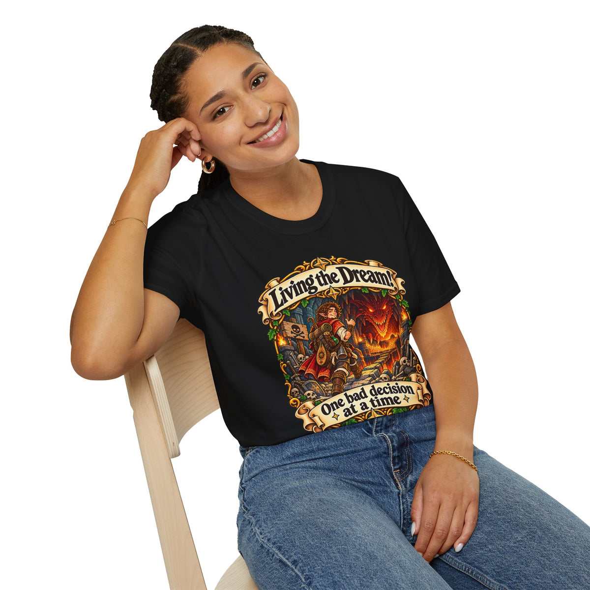 Living the Dream: One Bad Decision at a Time - Fantasy TTRPG Graphic Tee